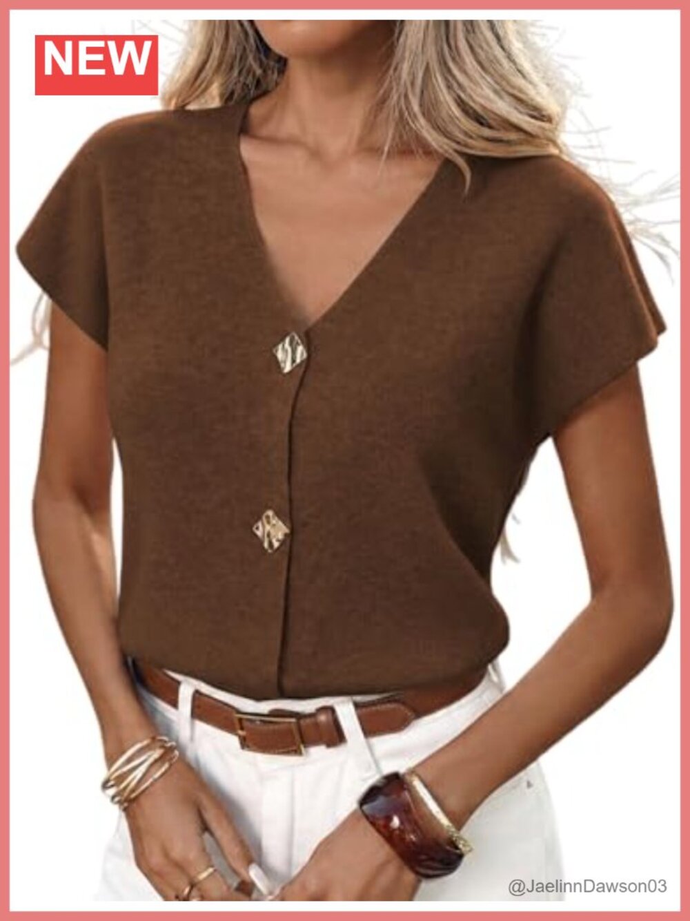Women's Short Sleeve Button Down V Neck Slim Fit Knit Cardigan Sweater